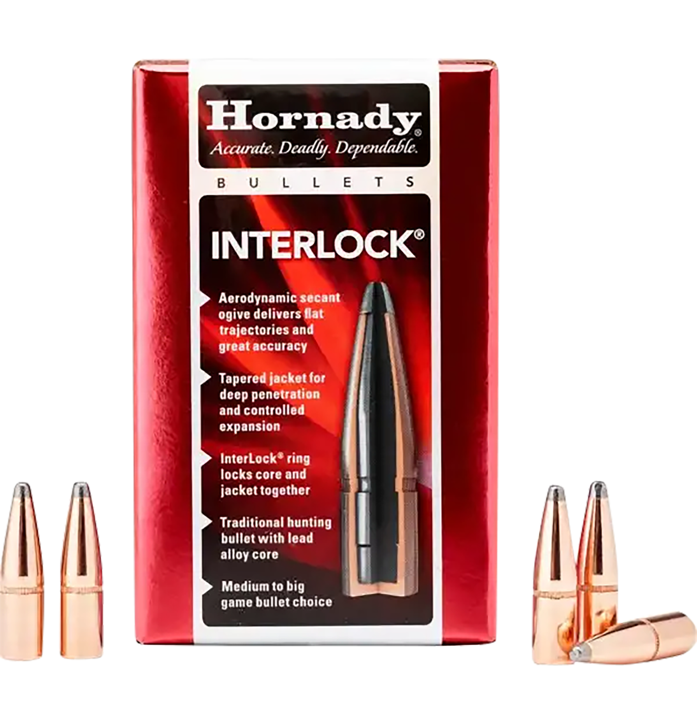 Hornady 3335 InterLock 338 Cal .338 250 gr Soft Point Recoil Proof 100 Per Box/ 15 Case