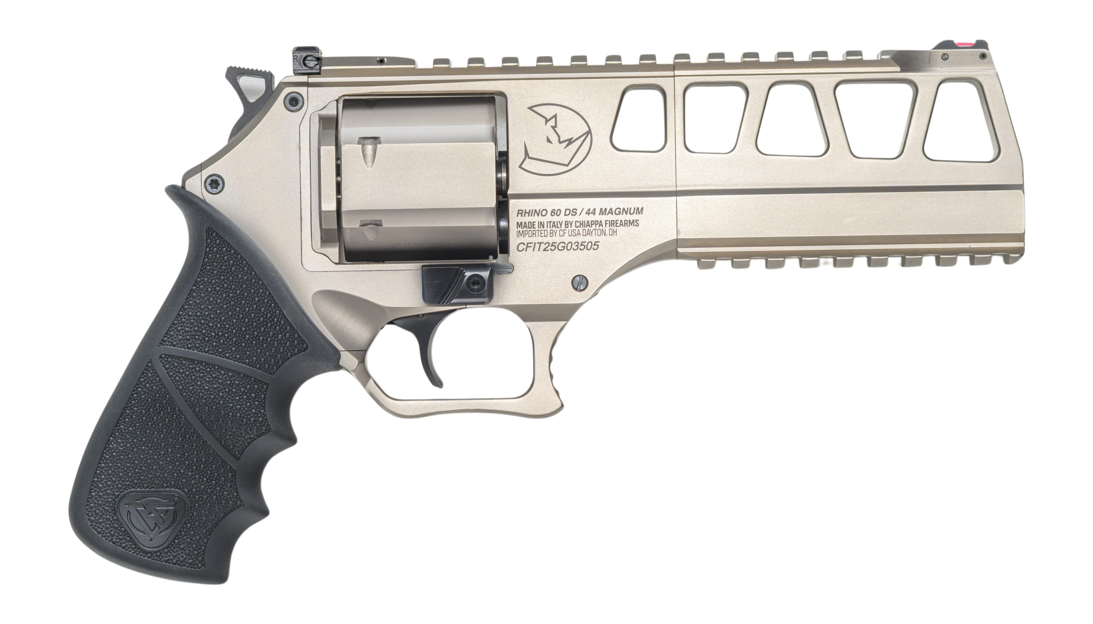 Chiappa Firearms CF340351 Rhino 60SAR *CA Compliant L Frame 44 Mag 6" Nickel Steel Barrel & Cylinder, Nickel Alloy Frame, Hogue Rubber Grip