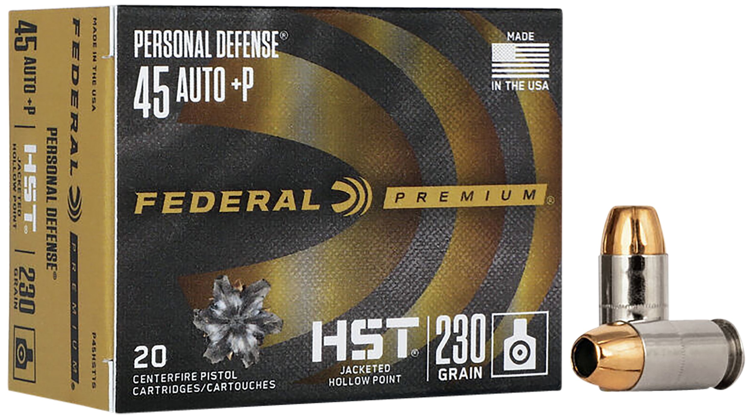 Federal P45HST1S Premium Personal Defense 45ACP+P 230gr HST Jacketed Hollow Point 20 Per Box/10 Case