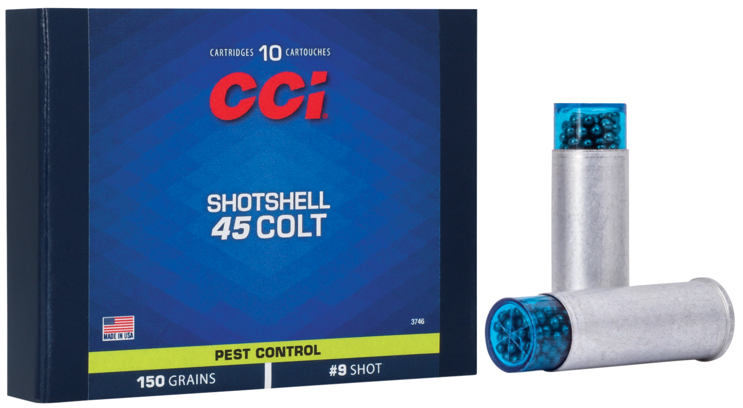 CCI 3746 Pest Control Shotshell 45Colt 150gr #9Shot 10 Per Box/20 Case
