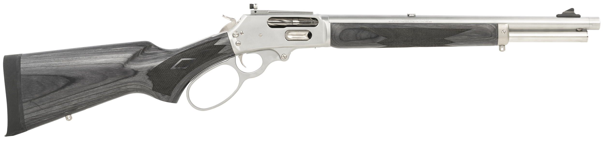 Marlin 70450 1895 Trapper Full Size 45-70 Gov 5+1 16.10" Polished Stainless Steel Threaded Barrel, Polished Stainless Stainless Steel Receiver, Fixed Black Laminate Stock