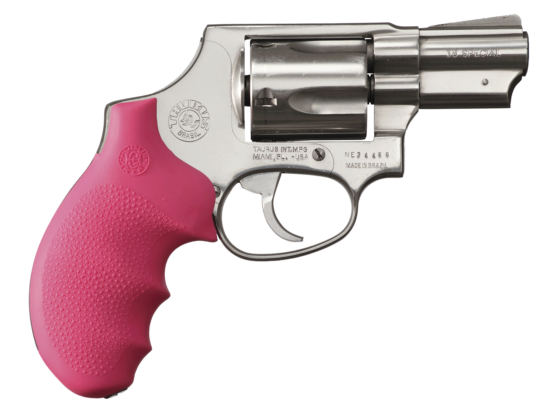 Hogue 67007 OverMolded Monogrip Cobblestone Pink Rubber with Finger Grooves for Taurus 85