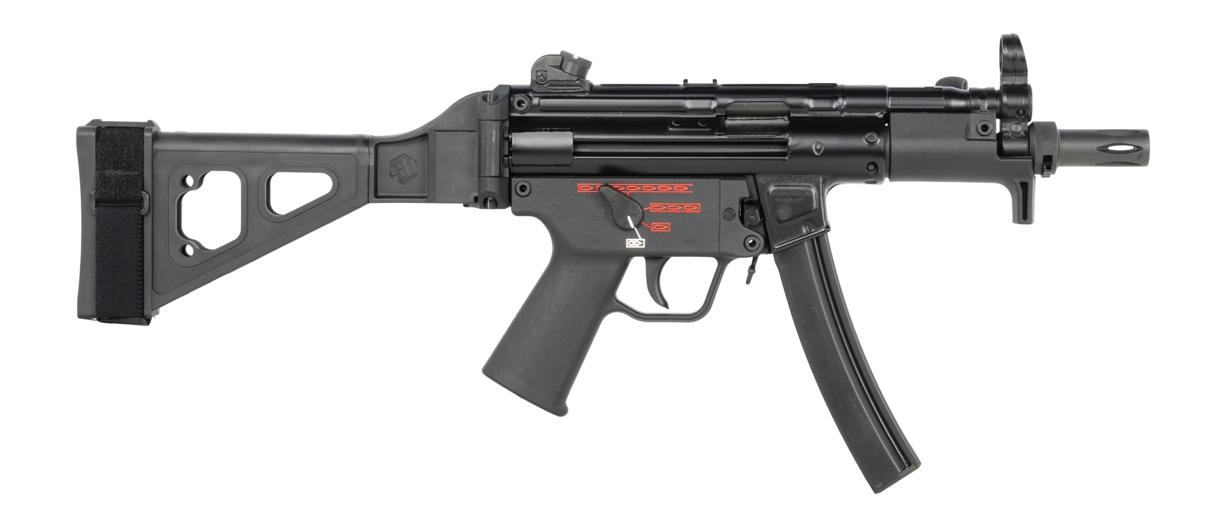 Century Arms HG6035NBN AP5 Navy 9mm Luger 30+1 5.80" Manganese Phosphate Threaded Barrel, Black Lacquer Over Manganese Phosphate Steel Stamped Receiver, Pistol Brace, Black Navy Style Grip
