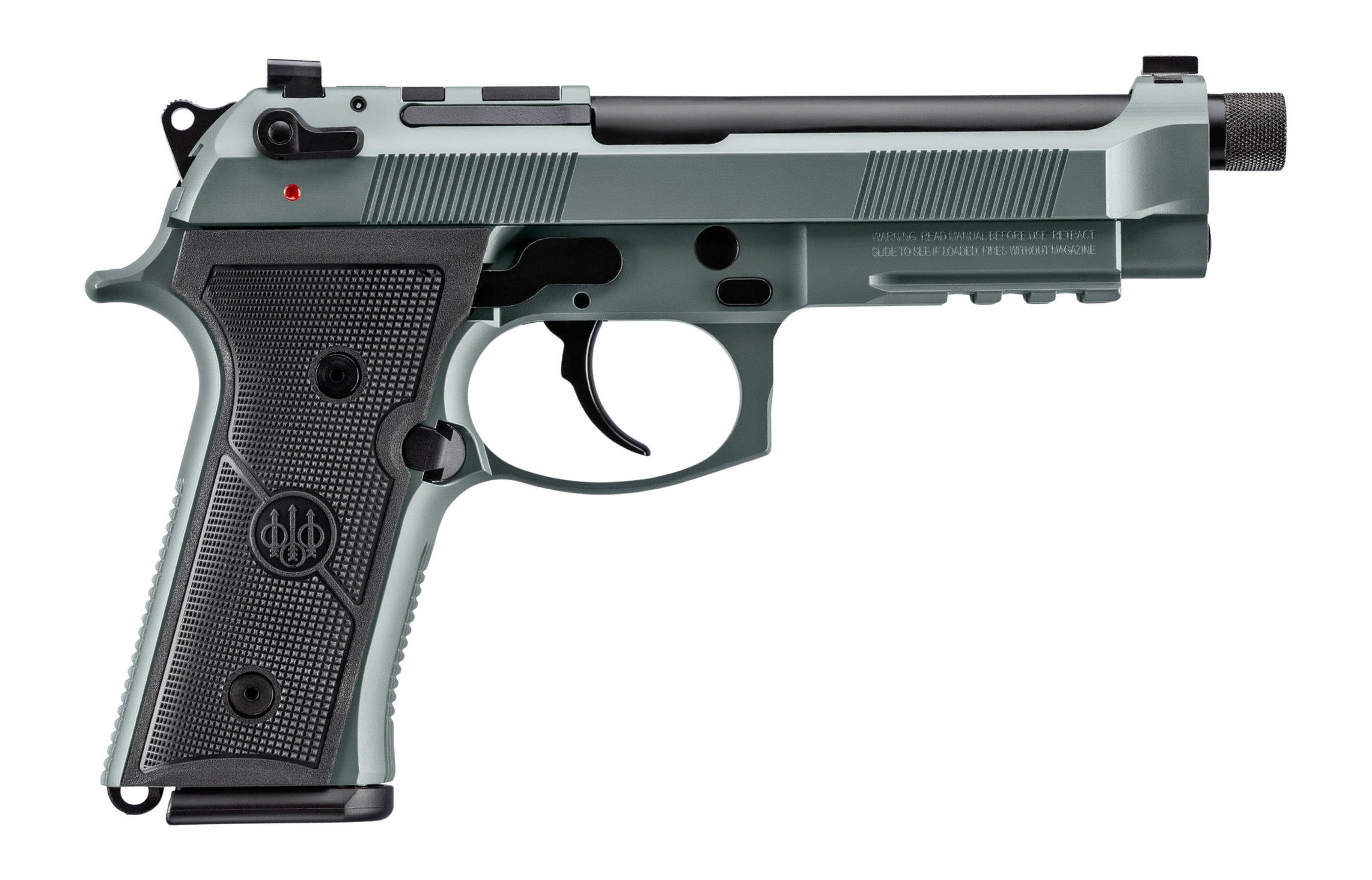Beretta USA JS92M9A4GLUN15 M9A4 Overlanding Full Size Frame 9mm Luger 15+1 5.10" Black Threaded Barrel, Lunar Cerakote Steel Optic Ready/Serrated Slide, Lunar Cerakote Aluminum Frame w/Beavertail & Pi