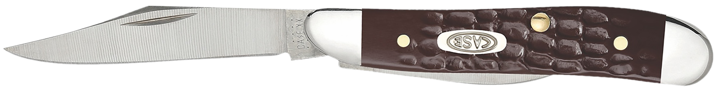 Case 00046 Peanut  2.10"/1.53" Folding Clip/Pen Plain As-Ground Tru-Sharp SS Blade/Brown Jigged Synthetic Handle