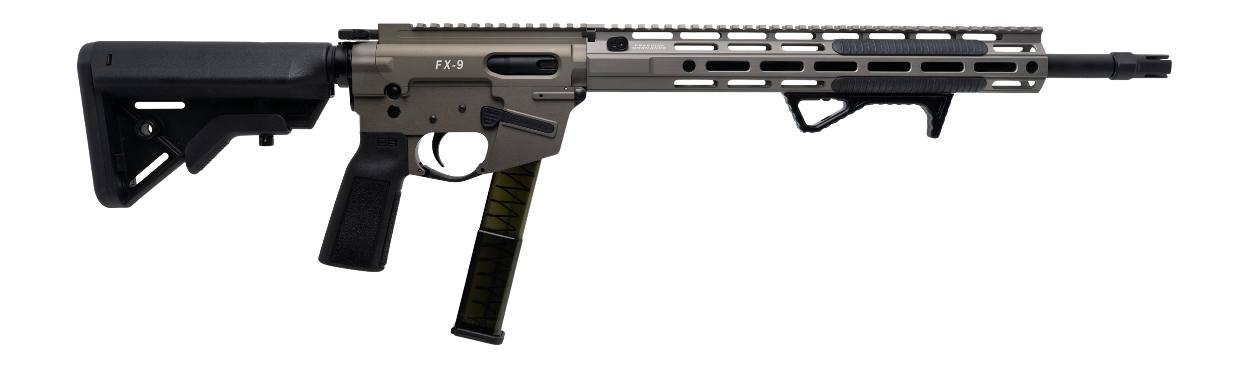 Freedom Ordance FX9R16E-FDE FX9R Elite 9mm Luger 16" Black Nitride Barrel, Flat Dark Earth Anodized Aluminum Receiver w/Picatinny Rail Black B5 Bravo Polymer Stock, B5 P Type Grip
