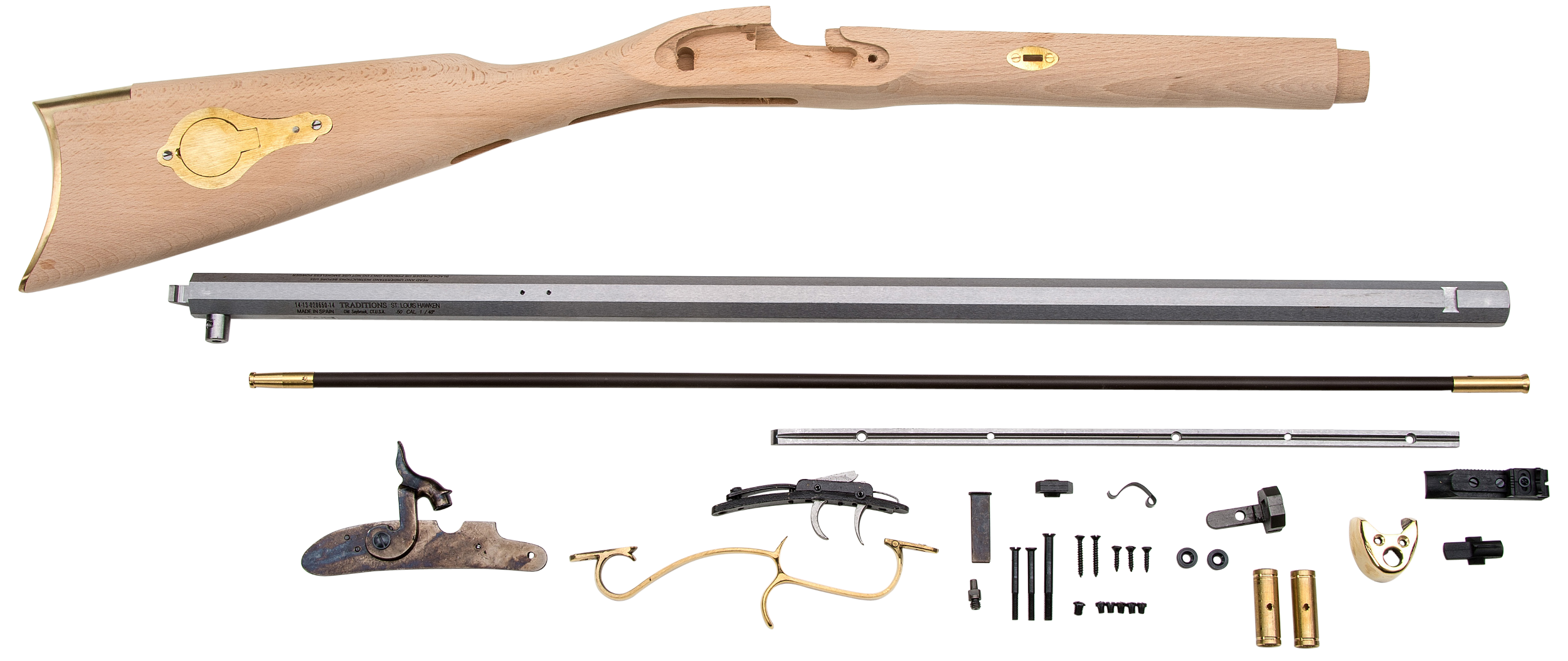 Traditions KRC52408 St. Louis Hawken Rifle Kit 50 Cal 28" Sidelock Action