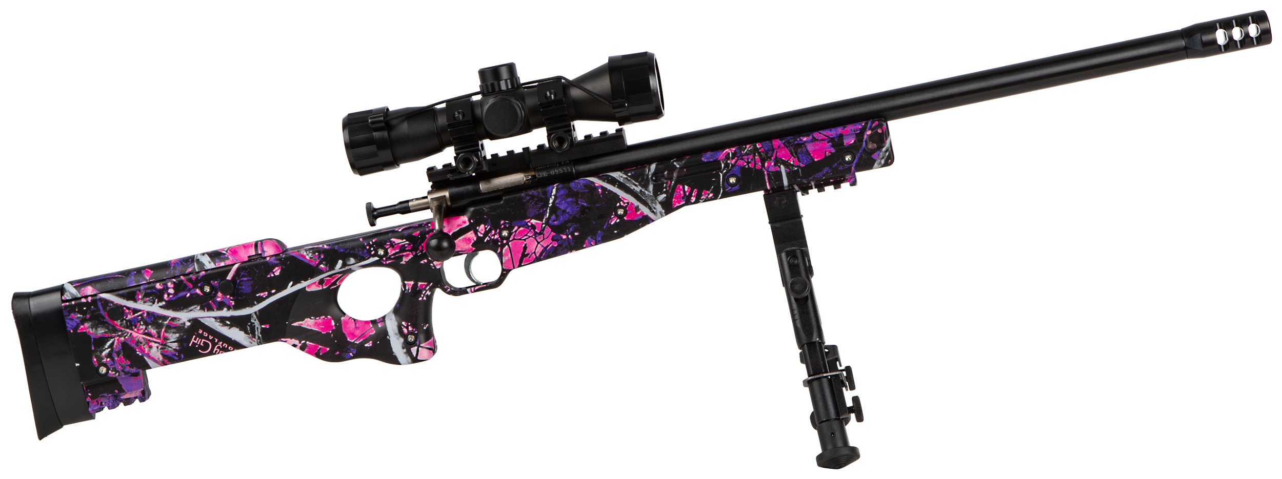 Crickett KSA2148 Precision Package Youth 22 LR 1rd 16.12" Threaded Bull Barrel w/Muzzle Brake, Adjustable Cheek Comb Muddy Girl Synthetic Stock, 10 3/8"-11 1/8" LOP, Integrated Buttstock & Forend Cric