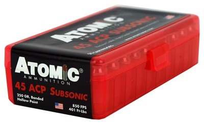 ATOMIC 45 ACP 250GR SUBSONIC JHP 50RD 10BX/CS