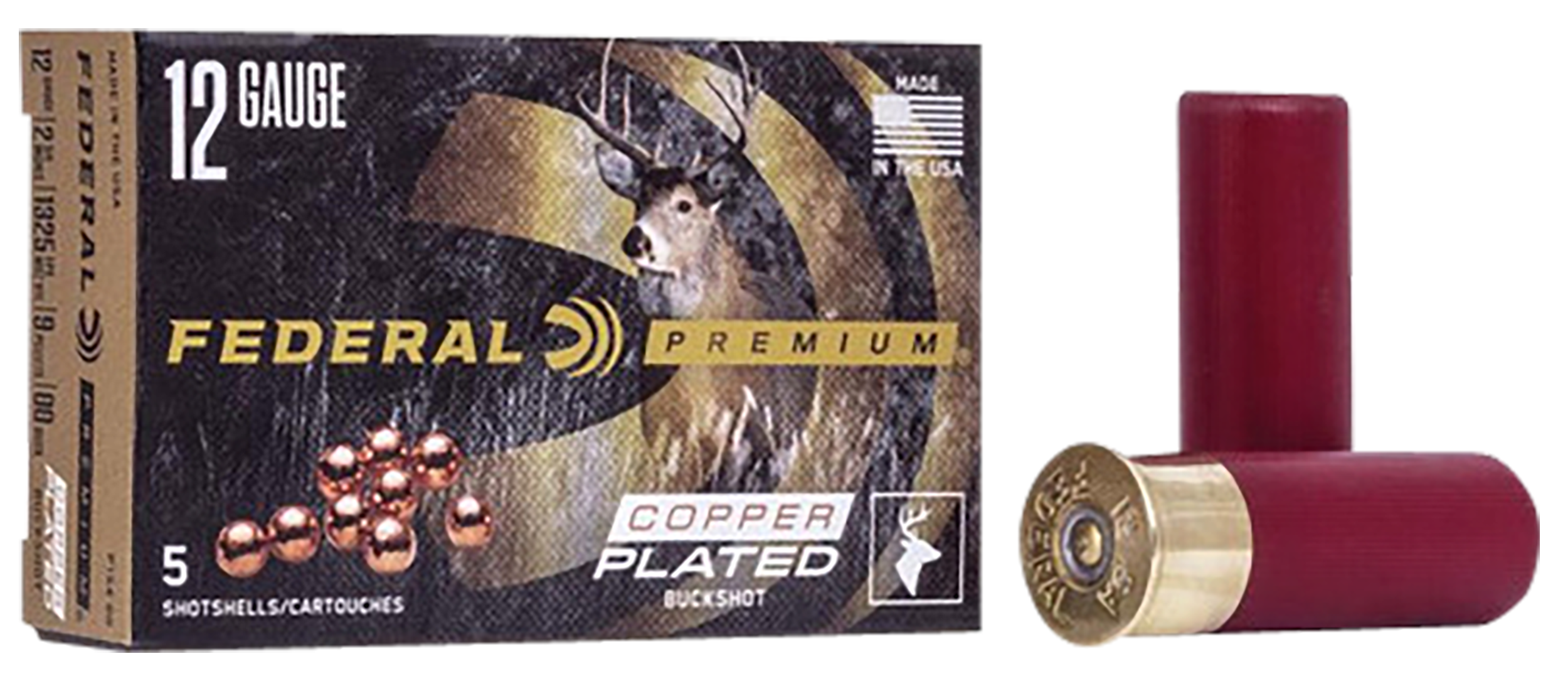 Federal P15400 Premium Magnum 12Gauge 2.75" 9Pellets 1 1/8oz 00BuckShot 5 Per Box/50 Case