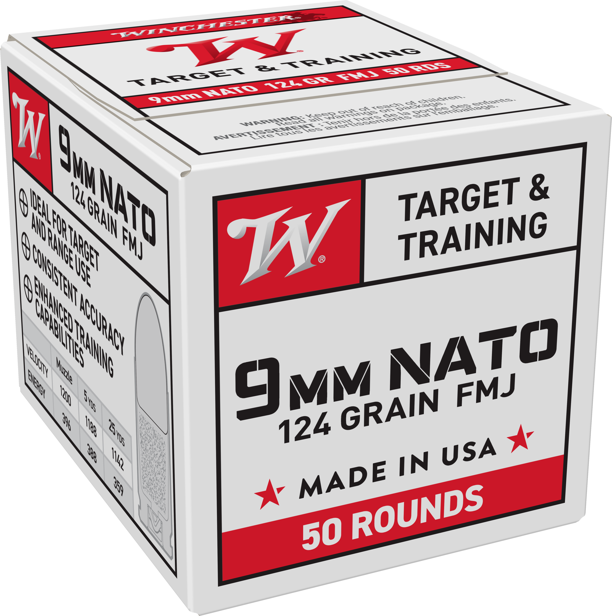 Winchester Ammo W9NATO509mm NATO 124gr Full Metal Jacket 50 Per Box/20 Case