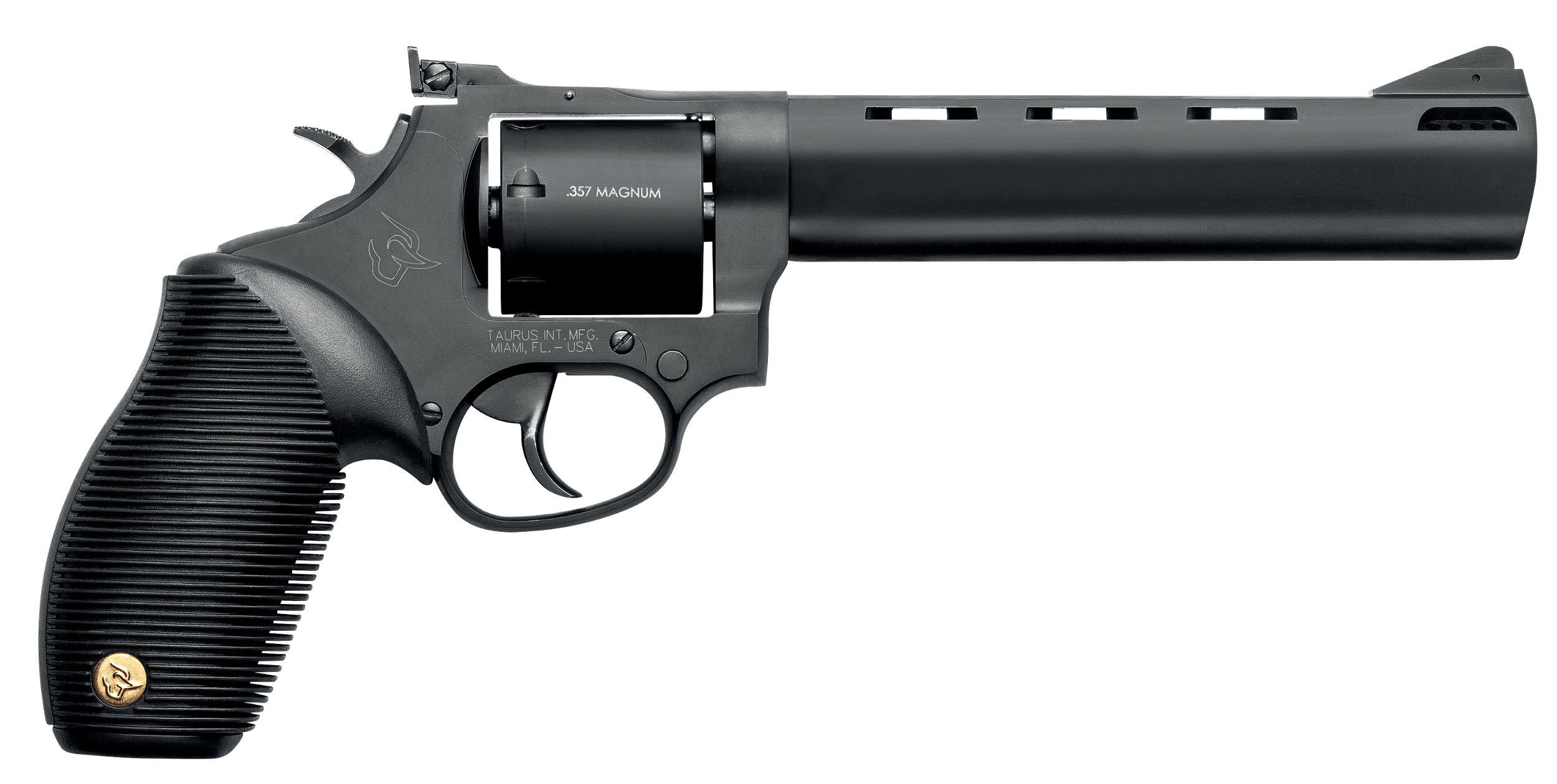 Taurus 2-692061 692  Medium 38 Special +P/357 Mag/9mm Luger 7 Shot 6.50" Matte Black Vent Rib Barrel, Cylinder & Frame, Black Ribber Grip, Transfer Bar Safety, Exposed Hammer, 2 Cylinders