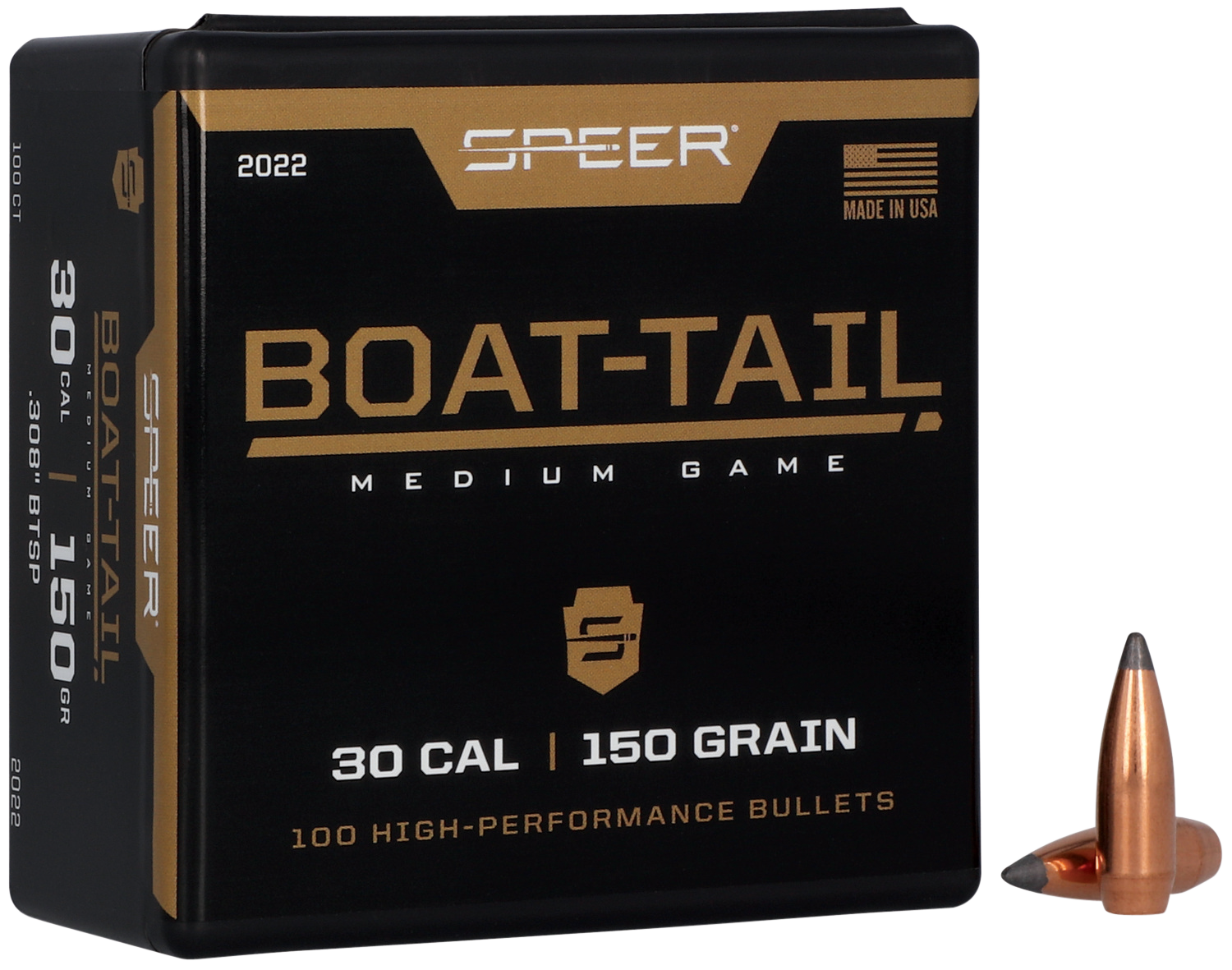 Speer 2022 Boat-Tail 30Cal 150gr Jacketed Soft Point Boat Tail 100 Per Box/5 Case