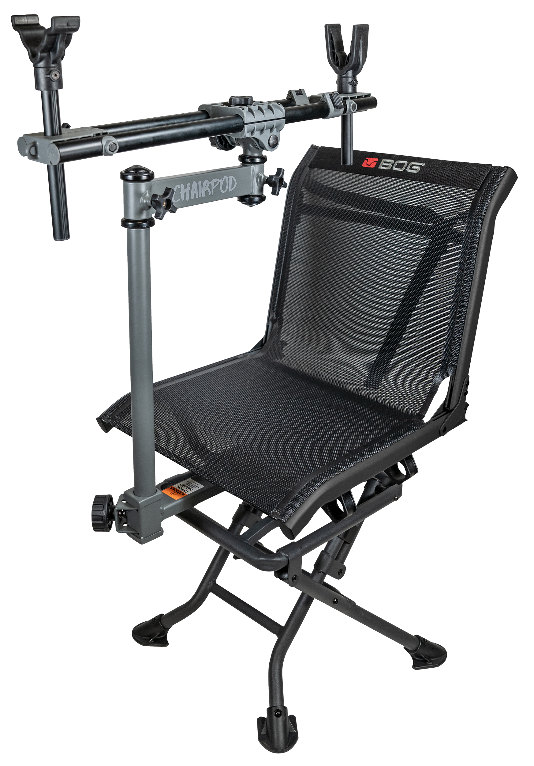 Bog-Pod 1100475 ChairPod Chair with Rotating Gun Mount, 4 Legs, Black, Aluminum Frame, 41" Max Height