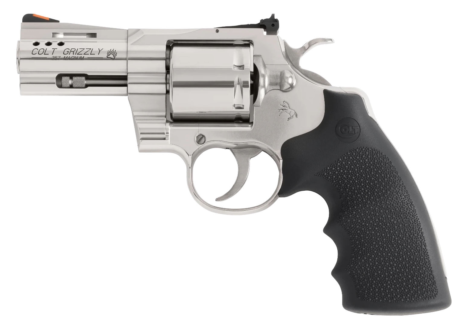 Colt Mfg GRIZZLYSP3RTS Grizzly  357 Mag 6 Shot 3" Stainless Ported Vent Rib Barrel, Stainless Unfluted Cylinder, Stainless Stainless Steel Frame, Black Hogue Overmolded Grip, Exposed Hammer
