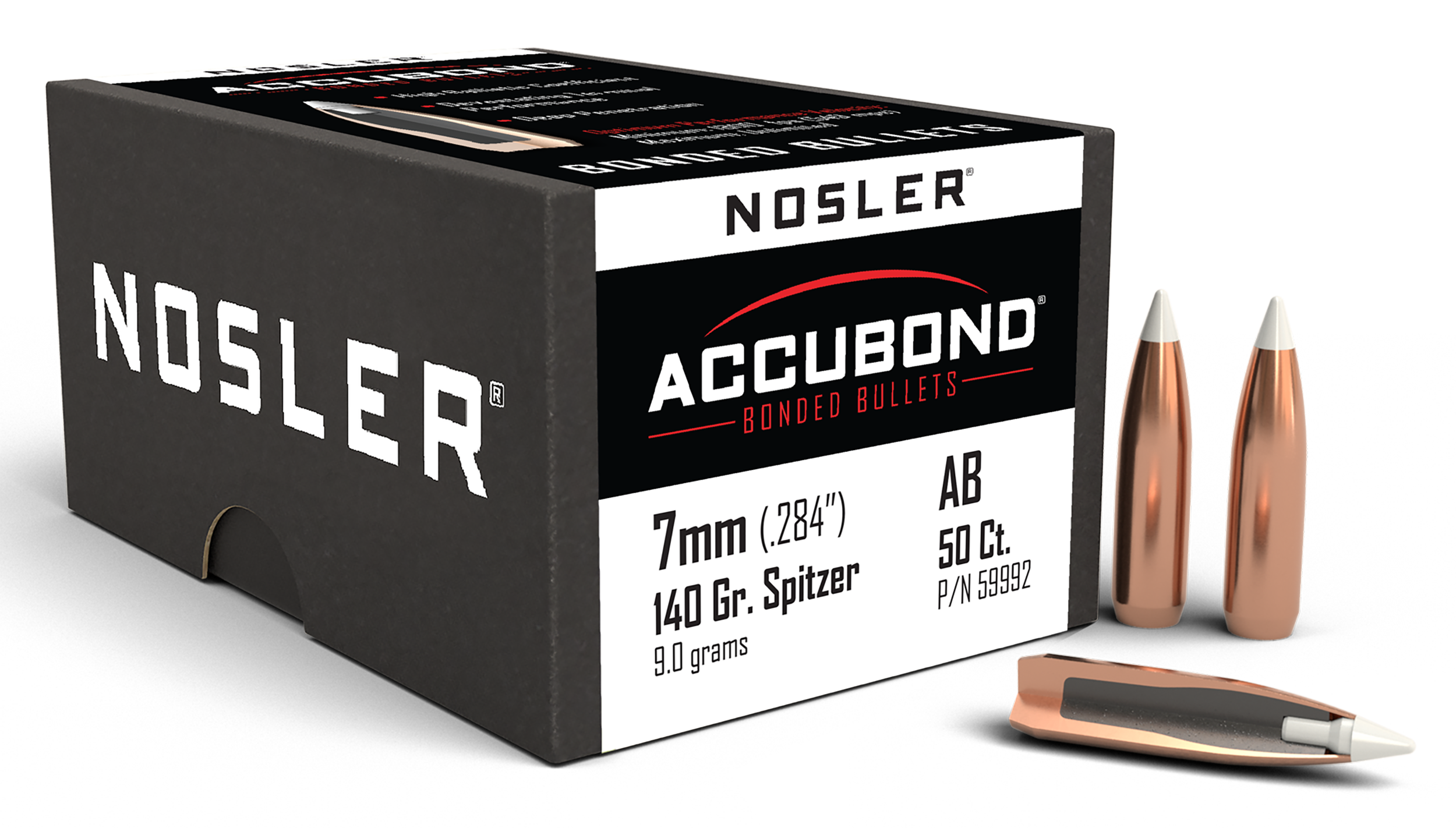 Nosler 59992 AccuBond 7mm 140gr Spitzer Point 50/Box