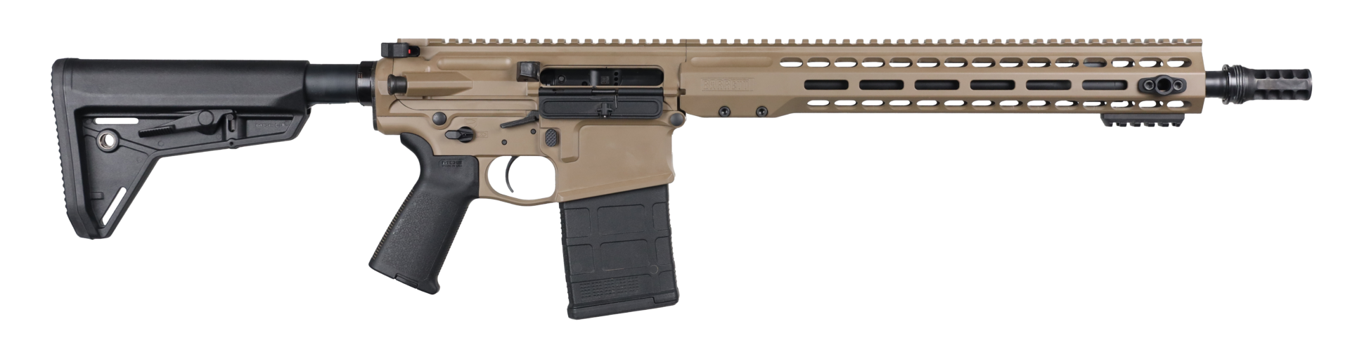 Barrett 18851 REC10 LR 308 Win 20+1 20" Black Match Grade Threaded Barrel, Flat Dark Earth Cerakote Aluminum Receiver w/Picatinny Rail, M-LOK Handguard, Magpul MOE Black Polymer Stock & Grip, Ambidext