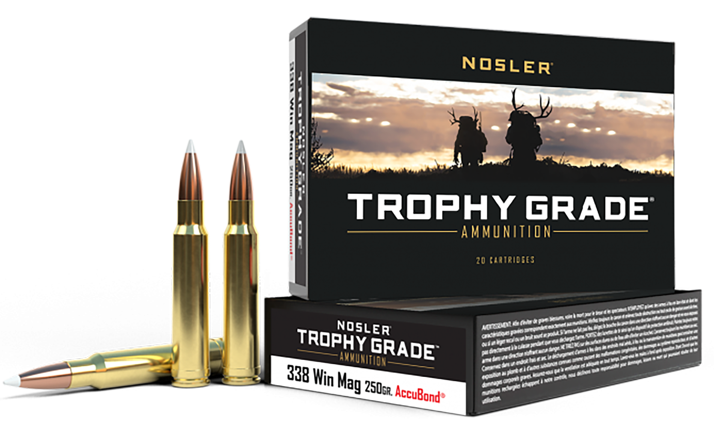 Nosler 60086 Trophy Grade 338WinMag 250gr Nosler AccuBond 20 Per Box/10 Case