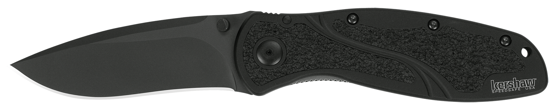 Kershaw 1670BLK Blur  3.40" Folding Drop Point w/Recurve Plain Black DLC 14C28N Steel Blade Black Anodized Aluminum Handle Includes Pocket Clip