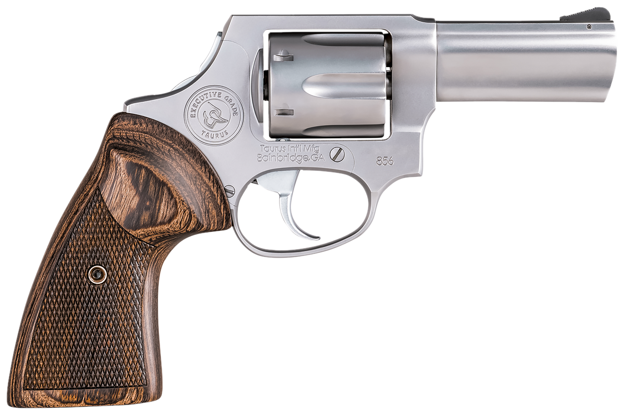Taurus 2-856EX39CH 856 Executive Grade Small 38 Special +P 6 Shot 3" Satin Polished Stainless Steel Barrel, Cylinder & Frame, Altamont Wood Grip, Concealed Hammer