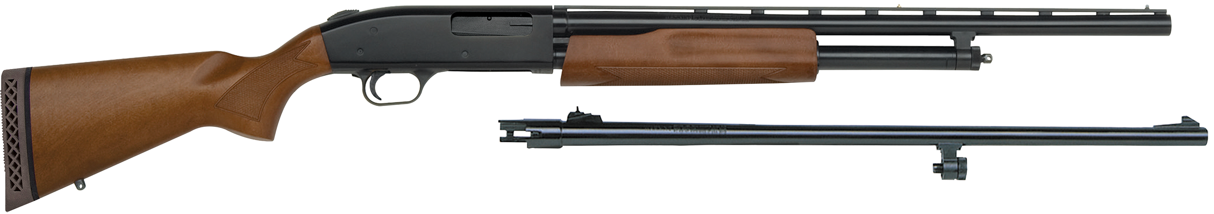 Mossberg 54188 500 Bantam Combo Youth 20 Gauge Pump 3" 5+1 Blued 22" Vent Rib/24" Fully-Rifled Barrels, Blued Steel Receiver, Fixed Wood Stock, Right Hand, Accu-Set Full Rifled Bore Choke