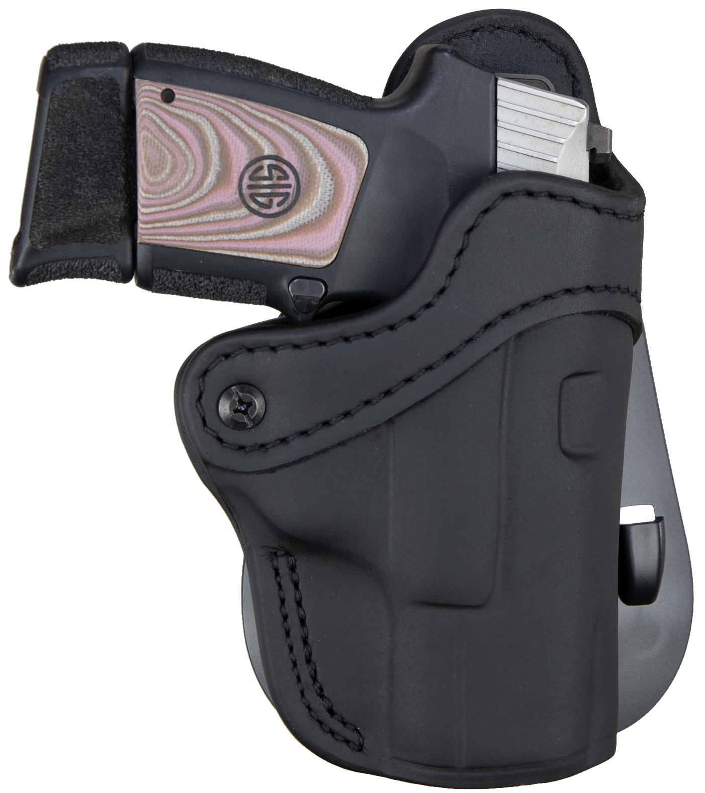 1791 Gunleather ORPDH21SBLR BH2.1 Optic Ready OWB Size 2.1 Stealth Black Leather Paddle Compatible w/Glock 17/S&W M&P Shield/Springfield XD Right Hand