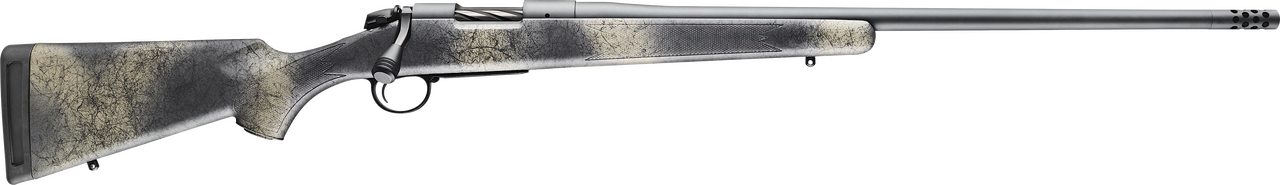 Bergara Rifles B14LM507 B-14 Wilderness Ridge 7mm Rem Mag 3+1 24" Threaded, Sniper Gray Cerakote Barrel/Rec, SoftTouch Woodland Camo Synthetic Stock, Omni Muzzle Brake