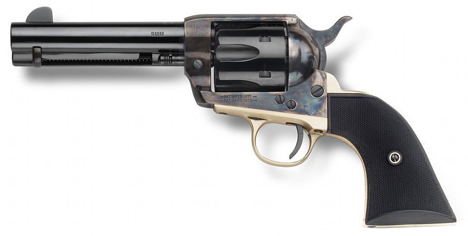 PIETTA GWII GUNFIGHTER 9MM 4.75 BRASS PLY GRIP