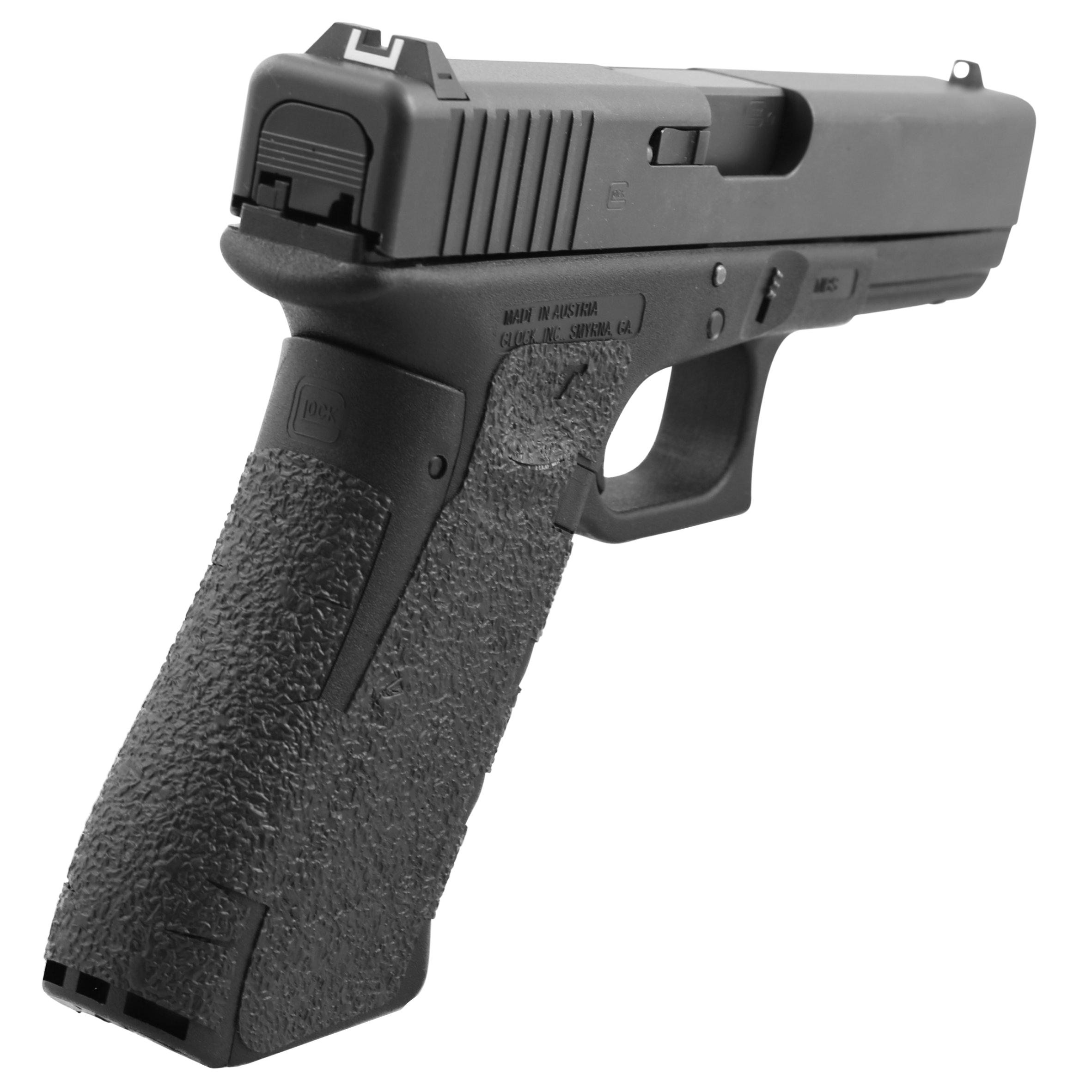 Talon Grips 380R Adhesive Grip Compatible w/Glock 17/19x/22/24/31/34/35/37/45/47 Gen5 w/Medium Backstrap, Black Textured Rubber