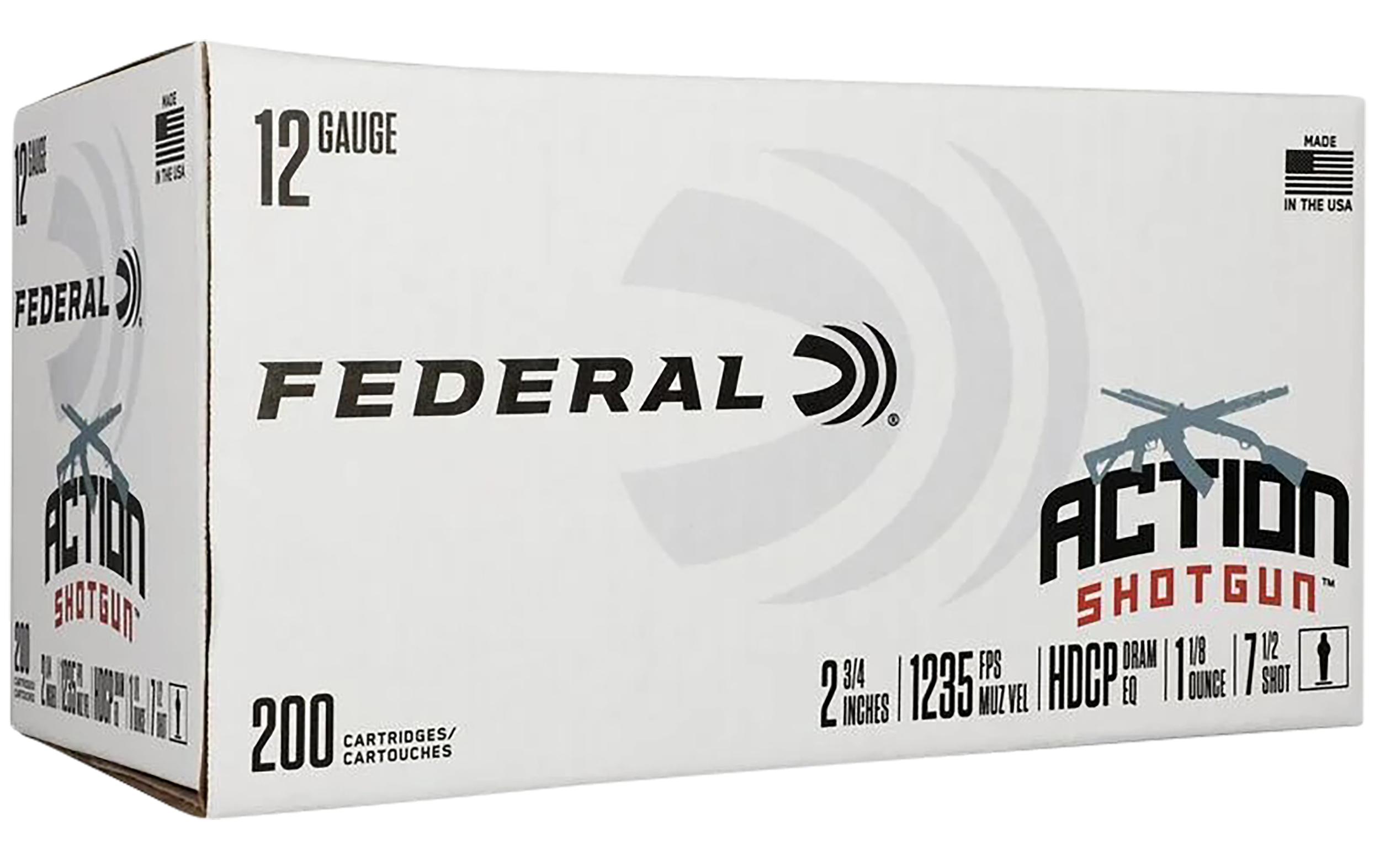 Federal AS12H75 Action Shotgun 12Gauge 2.75" 1 1/8oz 7.5Shot 200 Per Box/1 Case