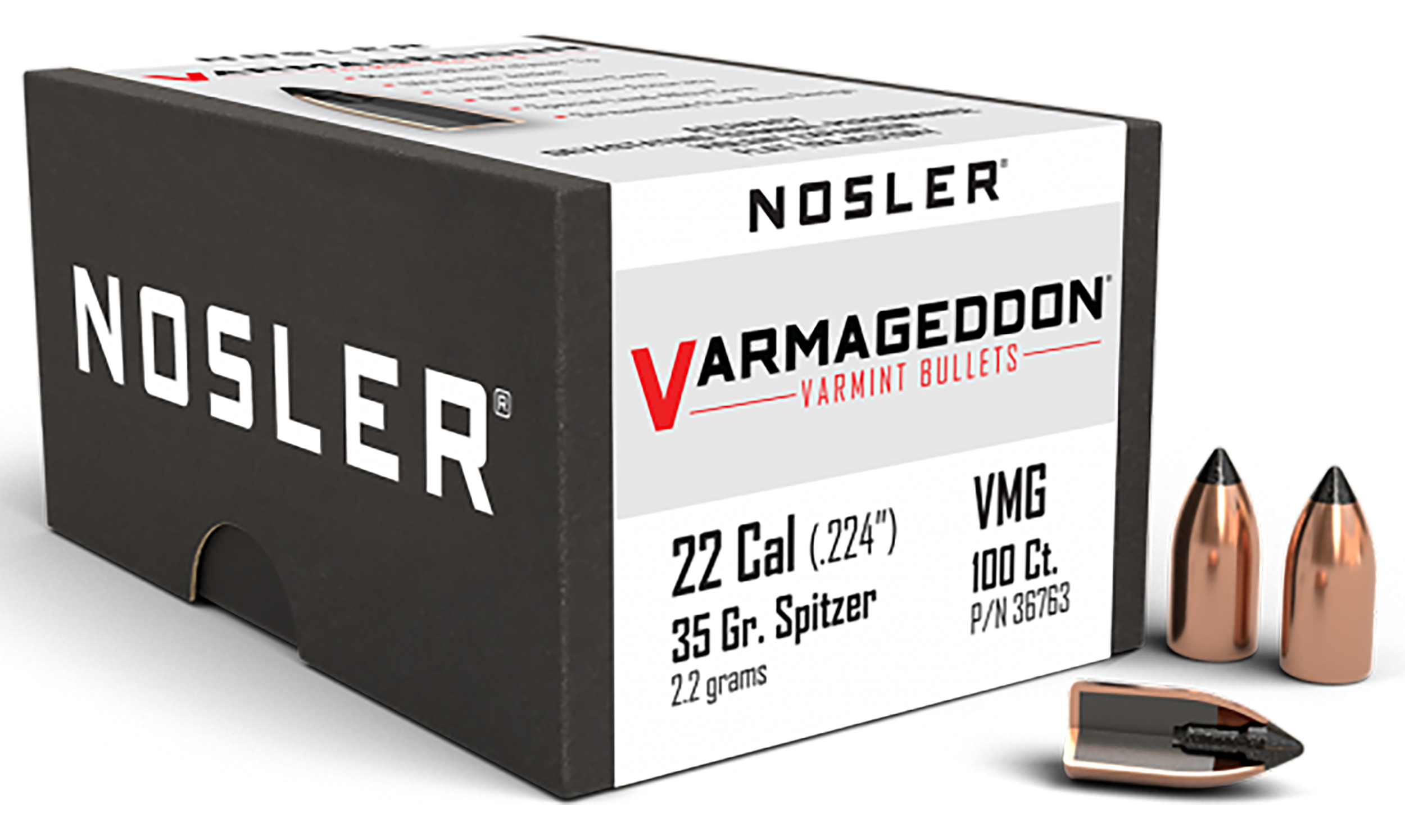 Nosler 36763 Varmageddon 22Cal 35gr Flat Base Tipped 100/Box