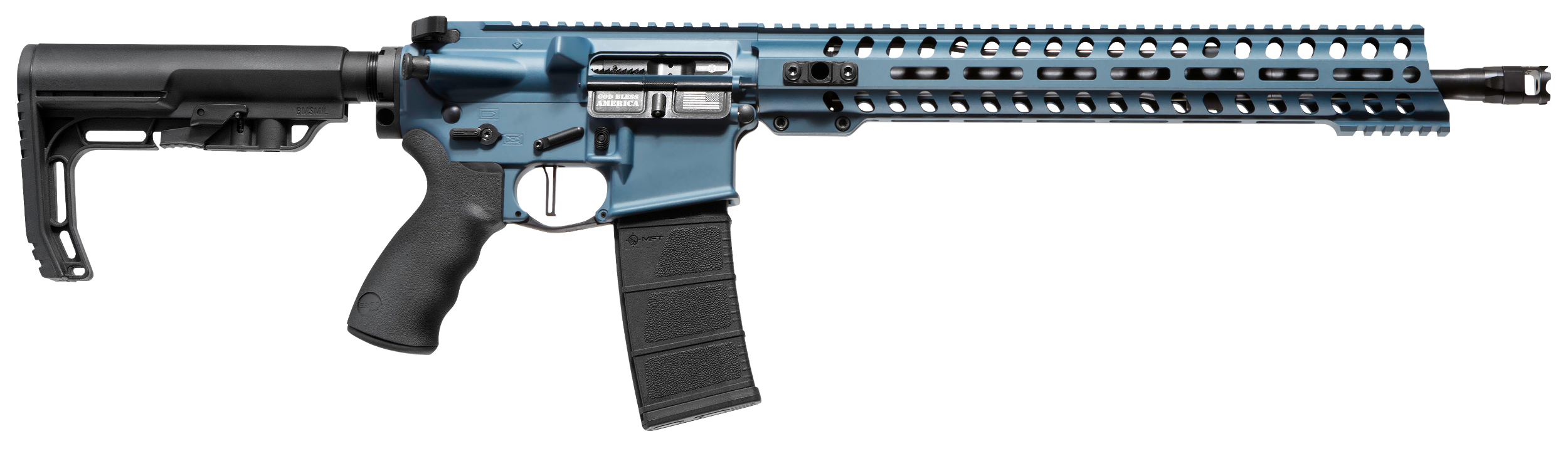 Patriot Ordnance Factory 01580 Wonder 5.56x45mm NATO 16.50" 30+1 Blue Titanium Cerakote 6 Position MFT Minimalist Stock