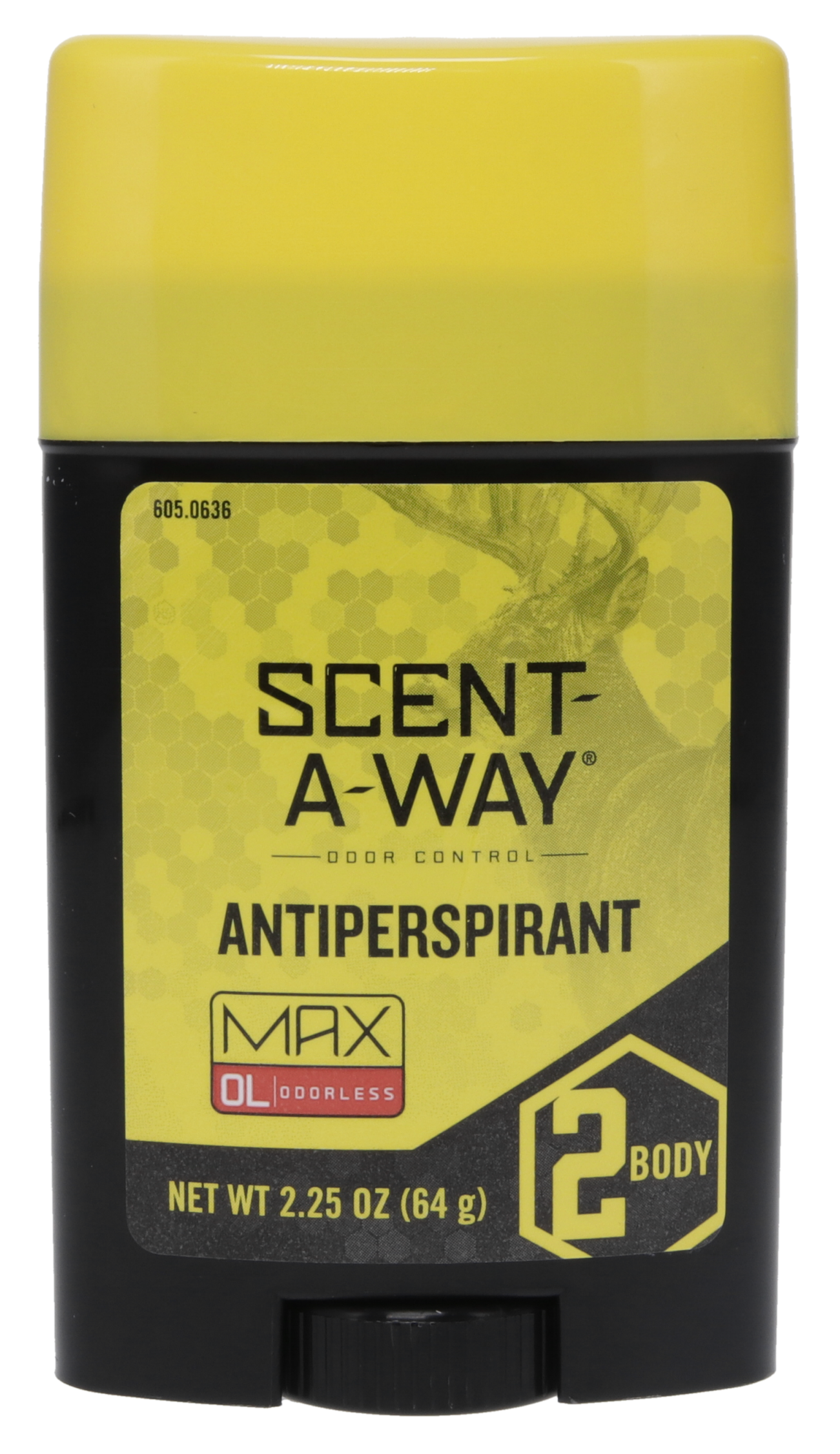 Scent-A-Way 07739 Max Antiperspirant Odor Eliminator Odorless Scent 2.25 oz Stick