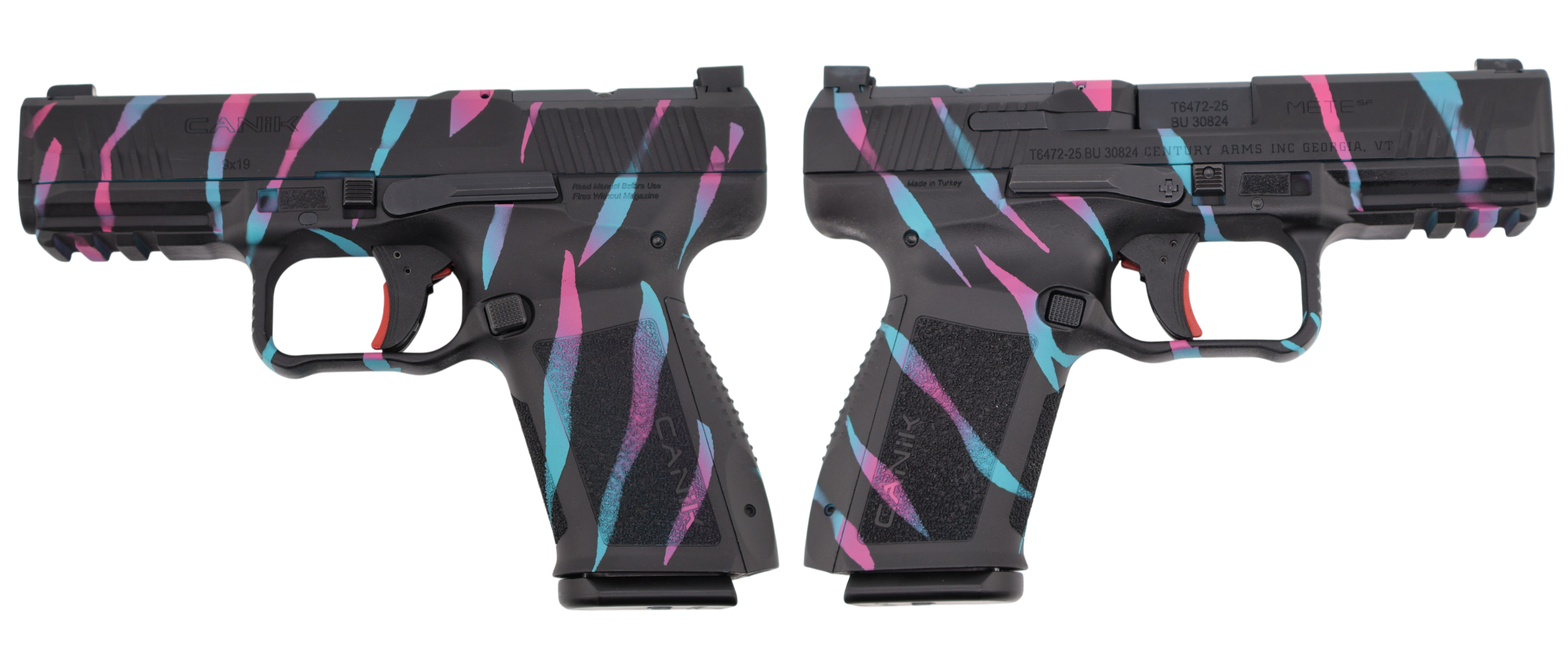 CANIK METE SF ONE SERIES 9MM MIAMI TIGER STRIPE PSTL 4.19 BRL 1-15RD MAG