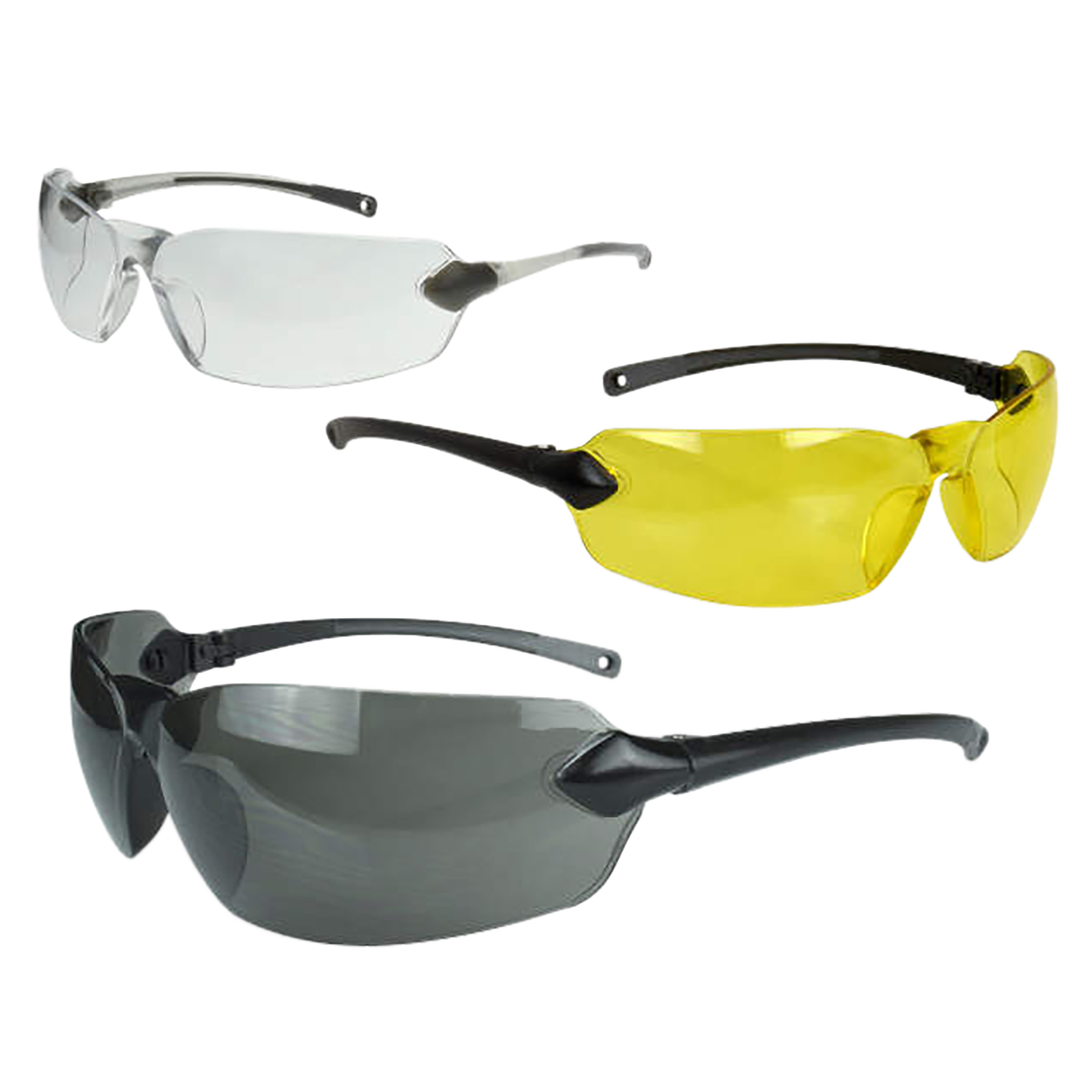 Radians OV3114CS Overlook Glasses Adult Clear/Smoke Gray/Amber/Black/Silver Frames 3 Pack