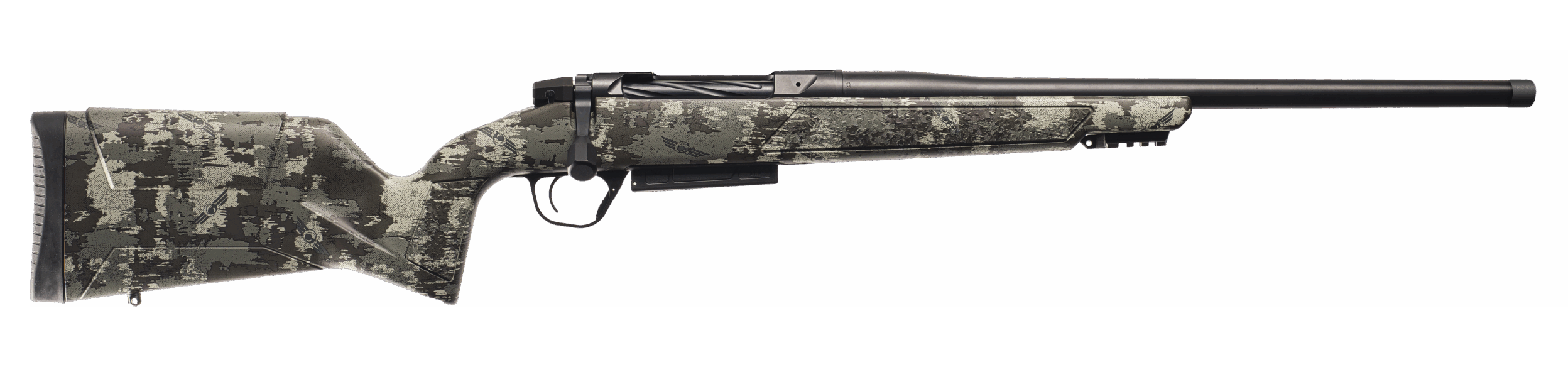 Christensen Arms 801-15026-01 Evoke Hunter 300 Win Mag 3+1 22" Black Cerakote Threaded Barrel, Receiver & Forend w/Picatinny Rail, Brush Camo Fixed Synthetic Stock