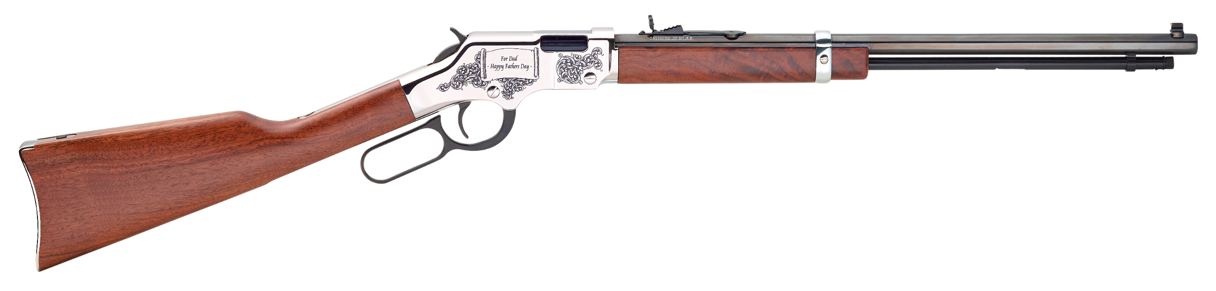 Henry H004SFD Golden Boy Fathers Day Full Size 22 Long/22 LR/22 Short, 16 LR/21 Short, 20" Blued Octagon Barrel Nickel-Plated Steel Receiver American Walnut Right Hand