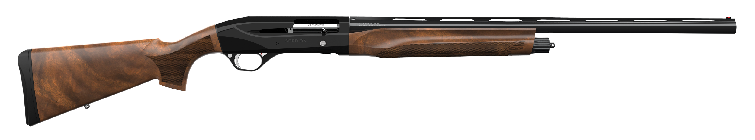 Retay USA GORPLBLK26 Gordion Upland Inertia Plus 12 Gauge with 26" Deep Bore Drilled Barrel, 3" Chamber, 4+1 Capacity, Polished Jet Black Metal Finish & Turkish Walnut Stock Right Hand (Full Size)