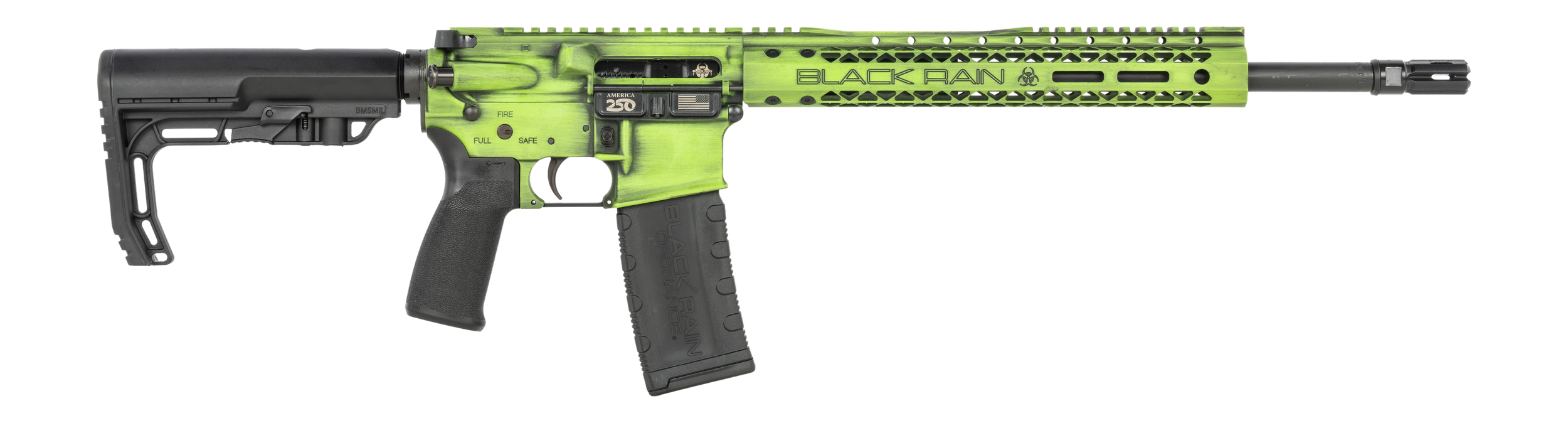 Black Rain Ordnance FUSION300BLKZGB Fission  300 Blackout 30+1 16" Black Nitride Threaded Barrel, Zombie Green Battleworn Aluminum Receiver w/Picatinny Rail, M-LOK Handguard, MFT Minimalist Black Poly