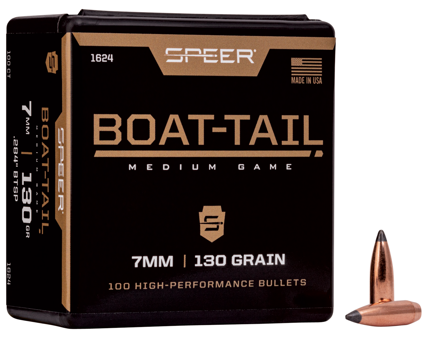 Speer 1624 Boat-Tail  7mm 130gr Jacketed Soft Point Boat Tail 100 Per Box/5 Case