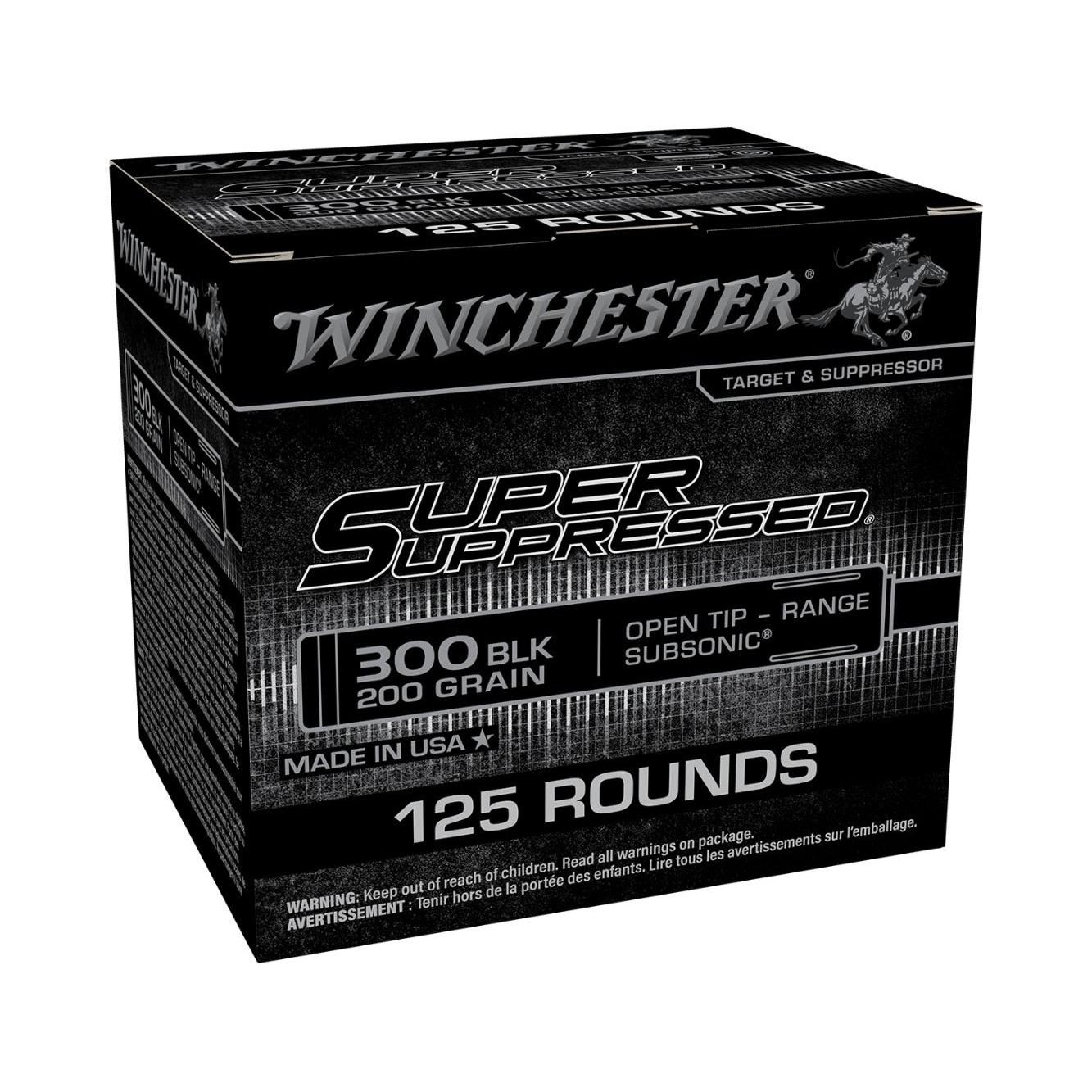 Winchester Super Suppressed Subsonic Ammunition .300 Blk 200gr OTM 1060 fps 125/ct