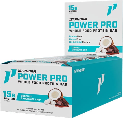 1st Phorm Power Pro Coconut Chocolate Chip Protein Bars 15ct