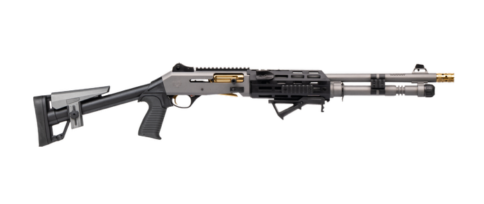 Panzer Arms PAM4NCSGGTMFSS M4 Pro AI Semi-Auto 3" 5+1 18.50" Gray Ported Barrel, Gray w/ Gold Titanium Accents Aluminum Receiver w/Picatinny Rail, Skeleton Stock