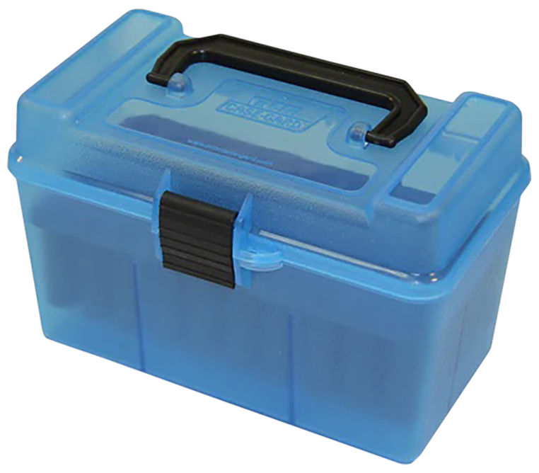 MTM Case-Gard H50RMAG24 Deluxe Ammo Box 300 Win Mag/7mm Rem Clear Blue Polypropylene 50rd