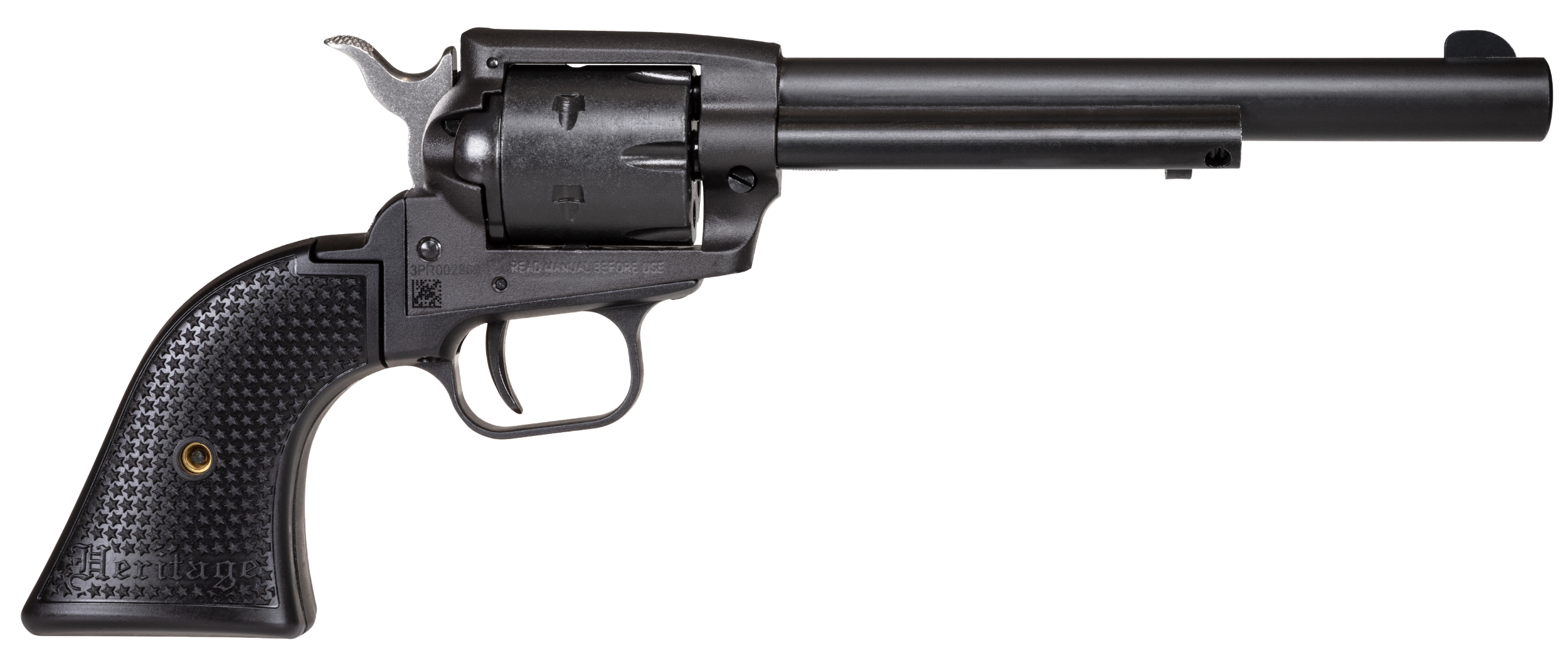Heritage Mfg SRR22BS6PG Rough Rider  22 LR 6 Shot, 6.50" Black Satin Steel Barrel, Frame & Cylinder, Black Star Polymer Grip, Manual Thumb Safety, Exposed Hammer