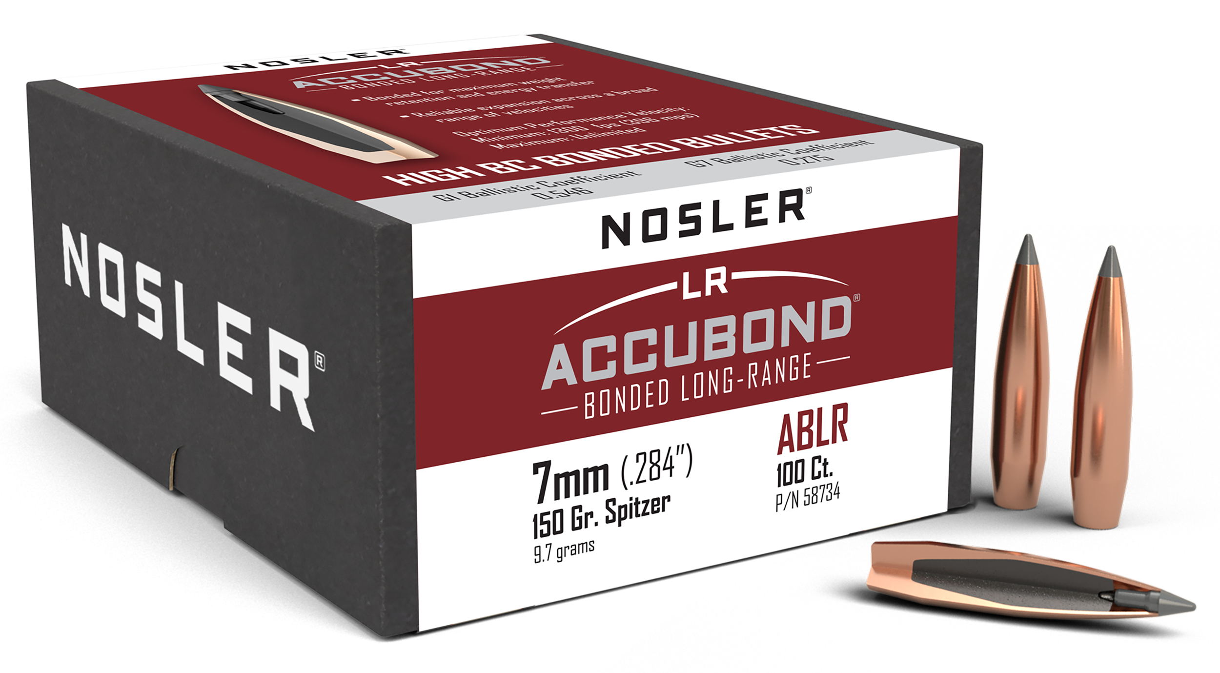 Nosler 58734 AccuBond Long Range 7mm 150gr Spitzer Point 100/Box