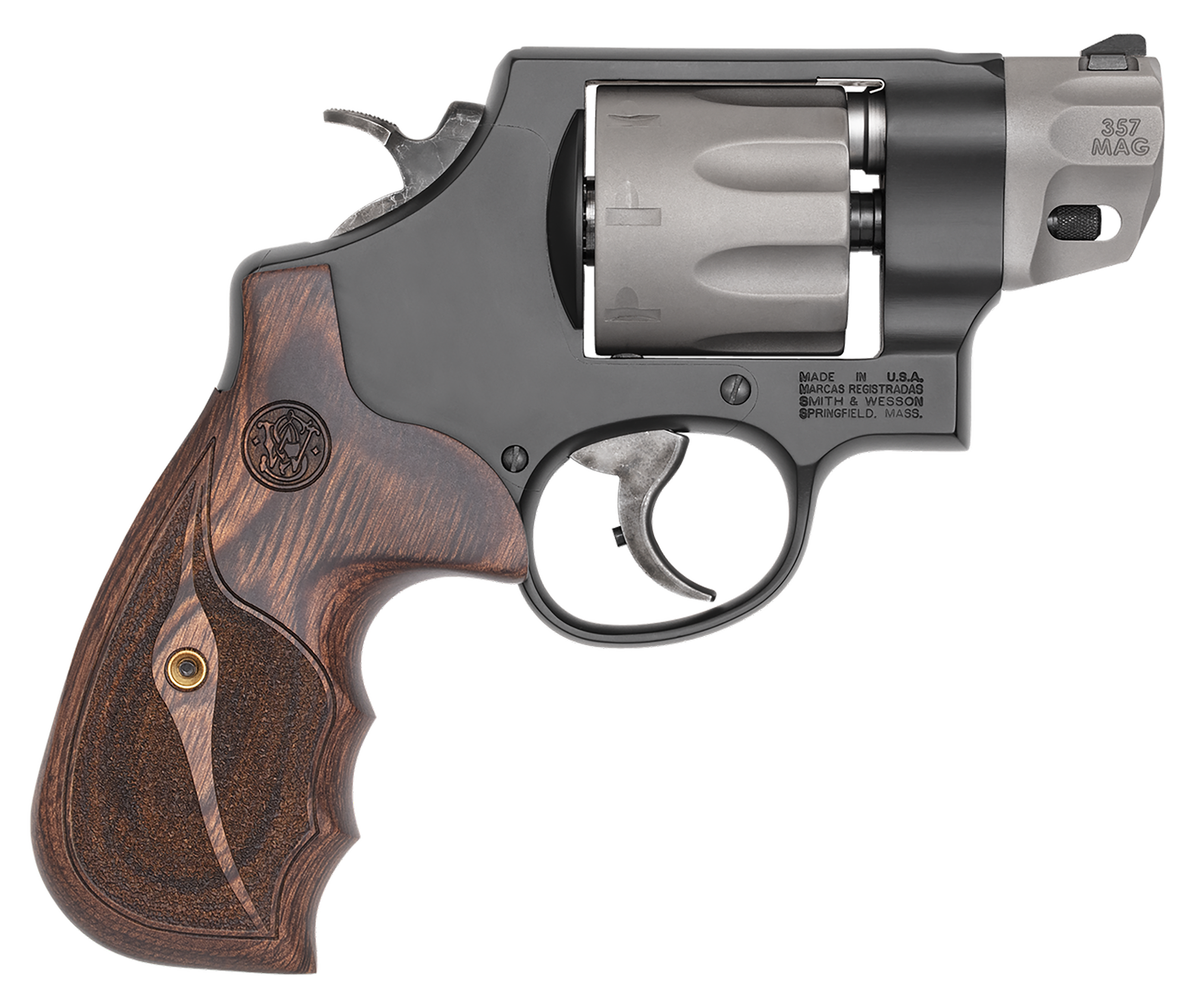 Smith & Wesson 170245 Model 327 Performance Center  357 Mag 2" Titanium/Stainless  Barrel, 8rd Titanium Cylinder,  Black Scandium Alloy N-Frame,  Wood Grip