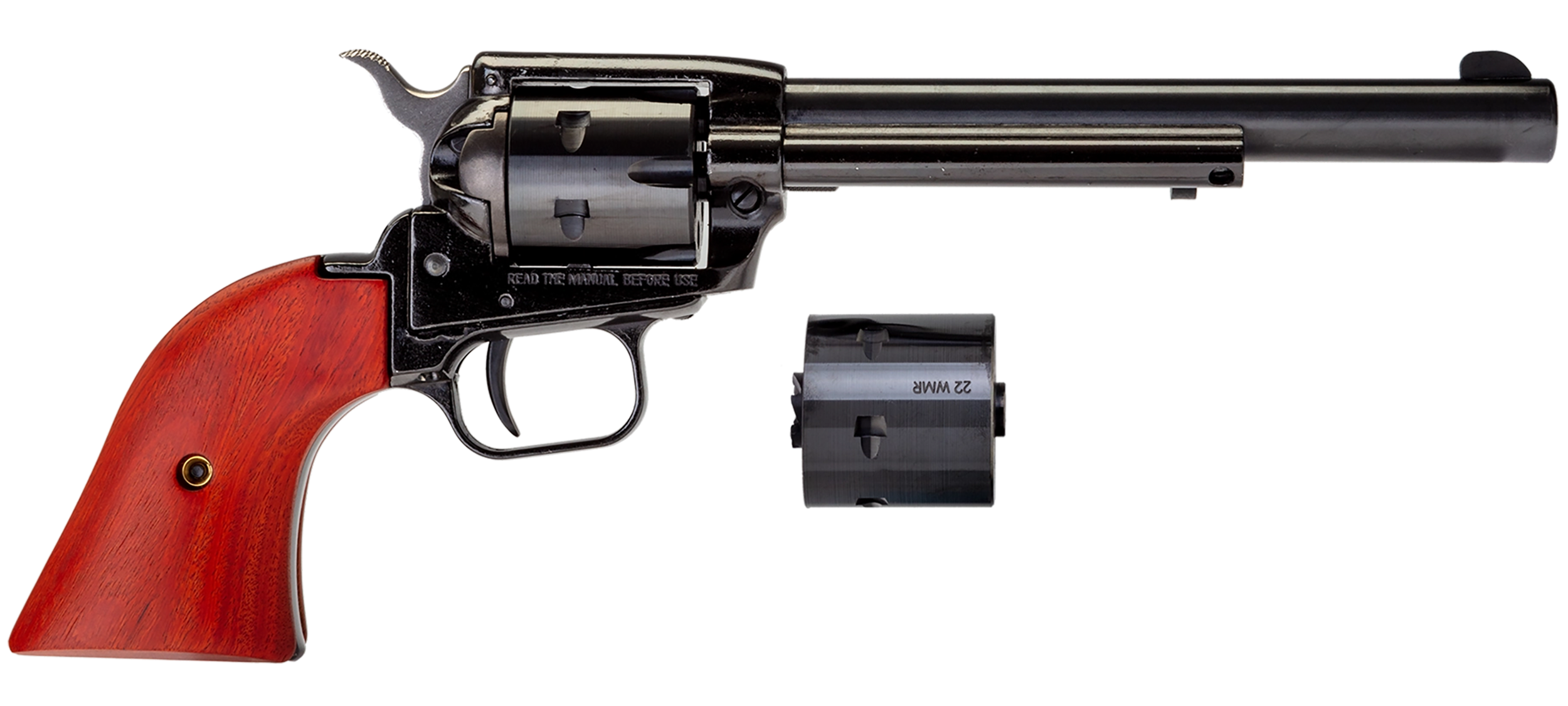 Heritage Mfg RR22MB6 Rough Rider 22 LR 22 WMR 6 Shot, 6.50" Black Steel Barrel, Black Zinc Alloy Frame, Black Cylinder, Cocobolo Grip, Hammer/Thumb Safety, Exposed Hammer