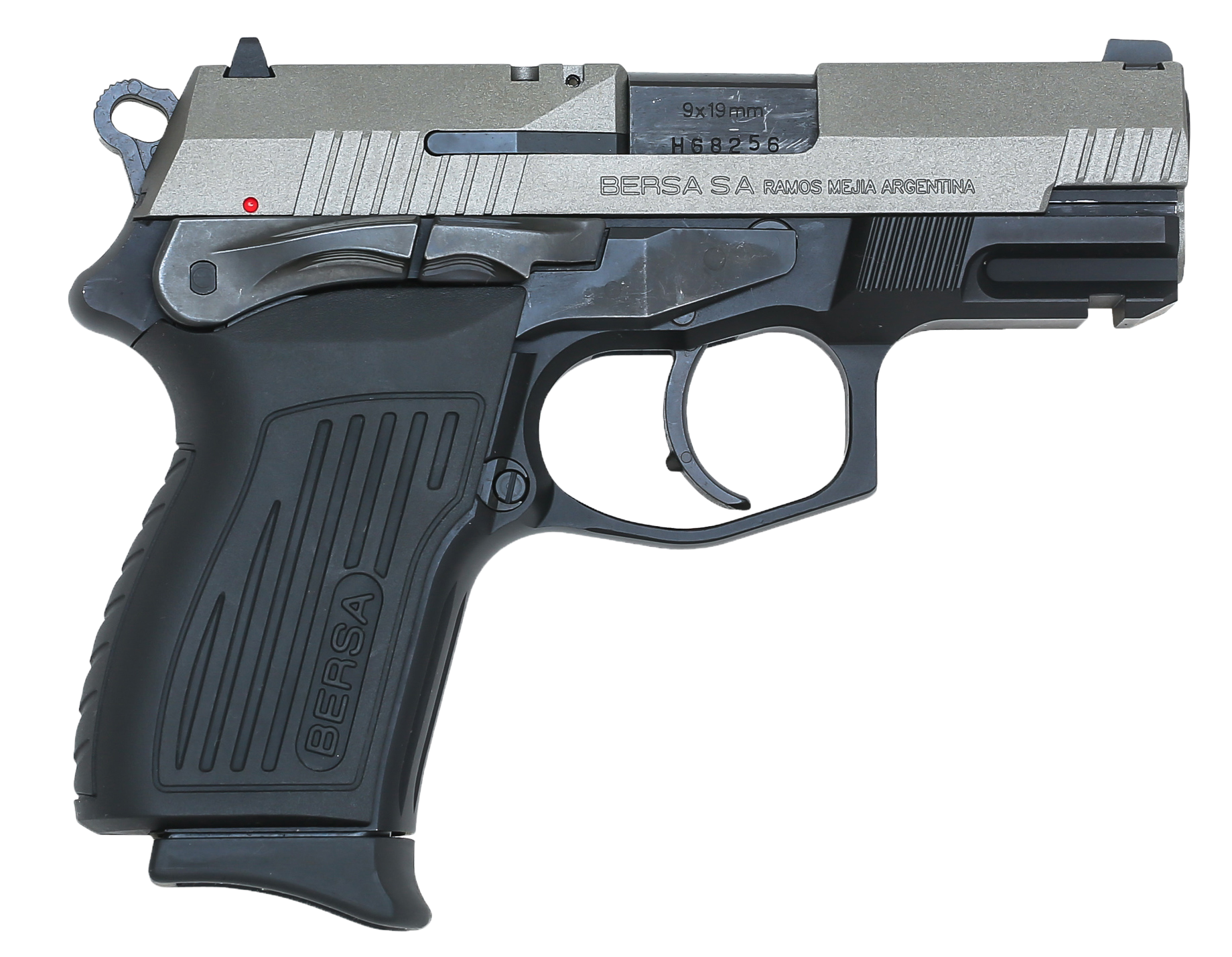 Bersa TPR9CDT TPRC Compact Frame 9mm Luger 13+1, 3.50" Black Steel Barrel, Nickel Cerakote Serrated Steel Slide, Matte Black Aluminum Frame w/Beavertail, Ambidextrous