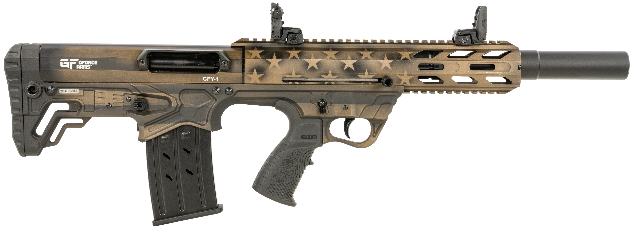 Gforce Arms GFY1USBNZ GFY-1 12 Gauge Semi-Auto 3" 5+1 18.50" Black Threaded Barrel, American Flag Burnt Bronze Aluminum Receiver, Picatinny Rail Bronze Bullpup Polymer Stock, Polymer Grip